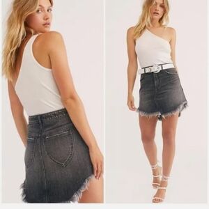 Free People We The Free Bailey Denim Mini Skirt Black.